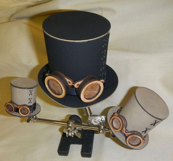 Steampunk Top Hat and Wooden Goggles Kit by ScorchedLLC steampunk buy now online