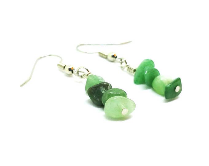 Green Aventurine Gemstone Chip Earrings, Heart Chakra Earrings, Gemstone Earrings, Unique Birthday Gift, Gift for Her