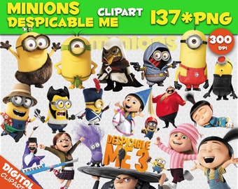 Minions Clipart Despicable Me Clipart 137 PNG 300dpi Images Digital Clip Art Instant Download Graphics transparent background birthday party