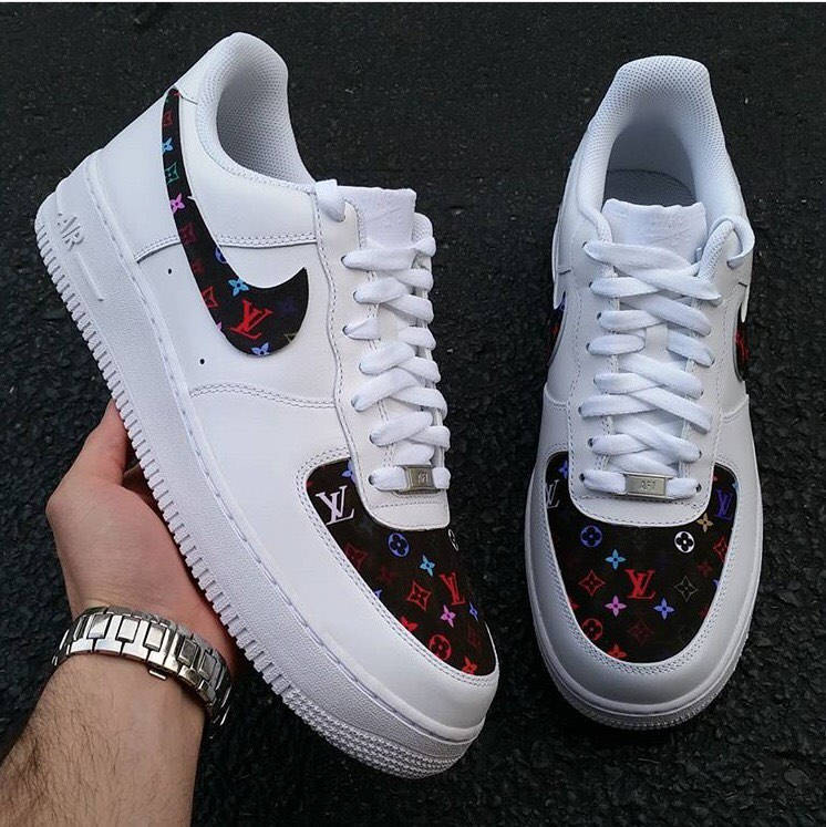 Custom “Sexyy Red” LV AF1 These customs feature a red Louis Vuitton ba