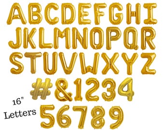16" Custom Gold Letter Balloons | birthday party bachelorette decorations personalized gold balloons baby shower letter photo prop