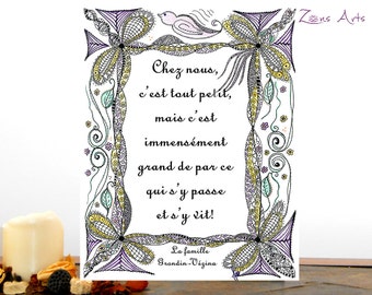 Text print zen, 8 x 10 ou 8-5 x 11 po, OISEAU SUR CADRE, English or French, Art bird print, Zen illustration with inspiring quote,