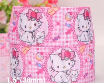 1.5"Hello kitty pink inspired ribbon