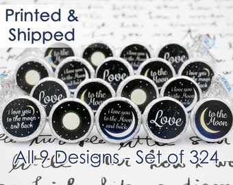 Hershey Kiss Stickers, I Love You To The Moon And Back Decorative Sticker, Creative Bridal Shower Favor, Baby Shower Favor Idea (Set of 324)