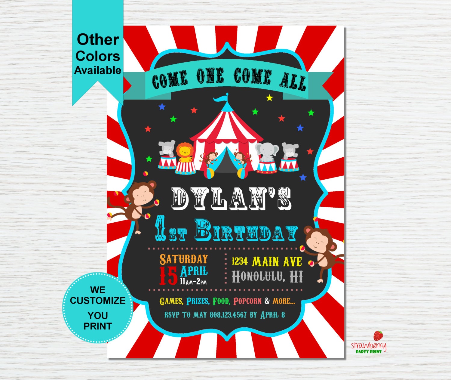 Carnival Invitation Circus Invitation Carnival Birthday