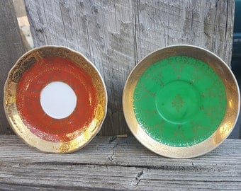 Antique Saucers, Tea Party Decor, Vintage Plate Decor, Set of 2
