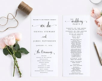 Wedding Program-Instant Download-Printable-Editable PDF-DIY Template-Digital Calligraphy Template-Printable Wedding Program-#SN004_P