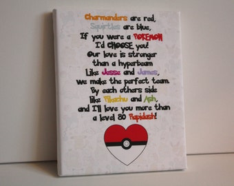 Personalised pokemon gift charmander print squirtle picture I would choose you quote pikachu keepsake valentines day anniversary