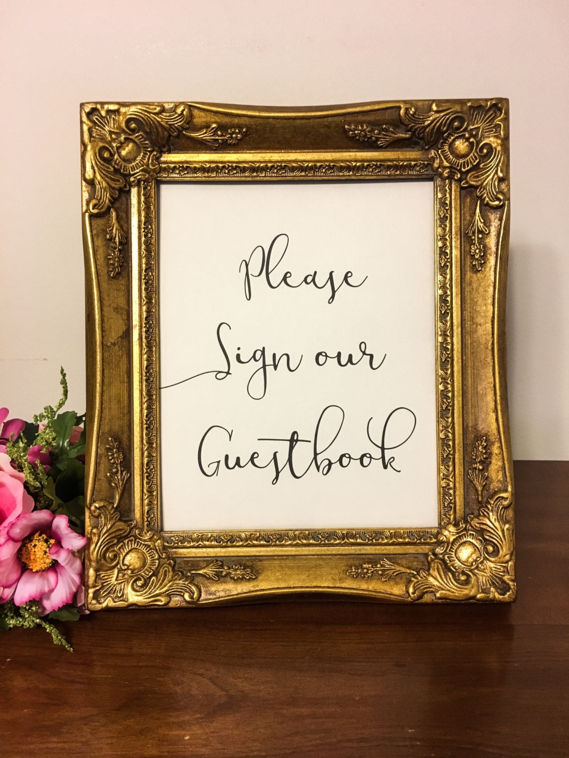Framed gold vintage Please sign our guestbook sign/Framed