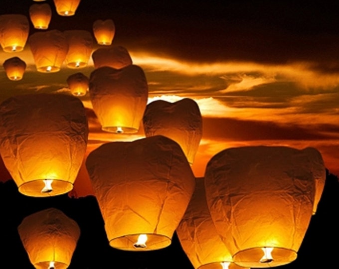 10%OFF 10 Flying Chinese fire resistant paper Lanterns