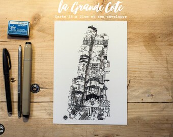 Grande carte postale " Grande Côte", Big postcard, Greeting card, Carte de voeux
