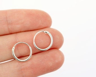 10mm sterling silver hoop earrings, tiny sterling silver hoop earrings, sterling silver findings, stocking filler earrings, kerrieberrie