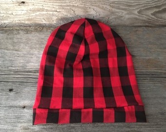 Tuque slouchy beanie aerified red and black lumberjack