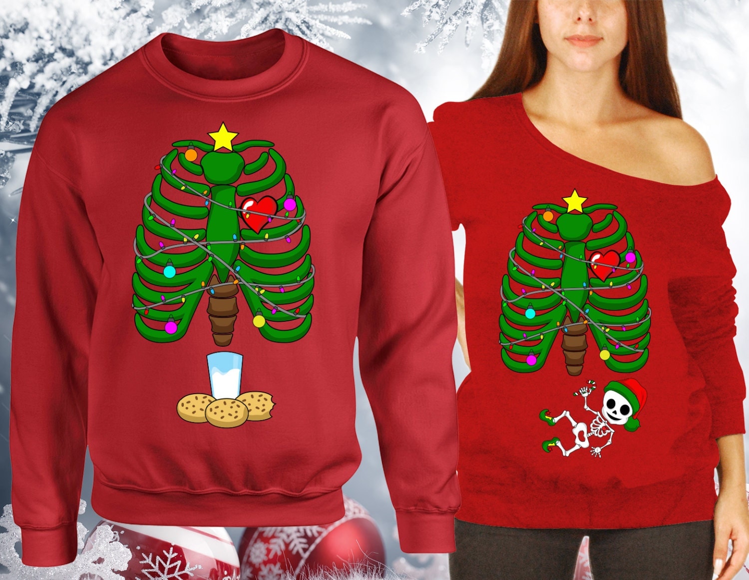 pregnant couple christmas sweaters