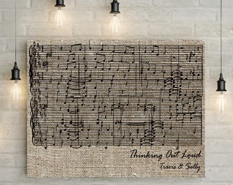 Custom Music Sheet, First Dance/ Wedding Song Music Notes on Canvas or Printable - LINEN EFFECT, Linen Anniversary Gift