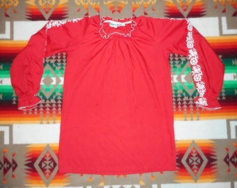 70s Peasant Long Sleeve Top With Embroidered Sleeves Size Small boho hippie