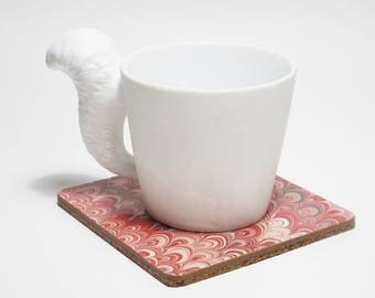 Coasters / coaster / beermats red Peacock tails