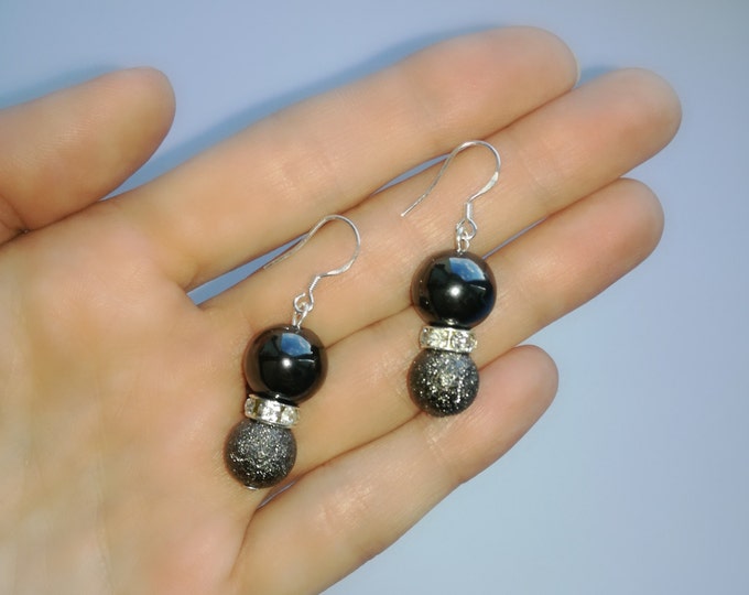 Hematite earrings, black earrings, silver dangle earrings, Dangle Earrings, gift ideas