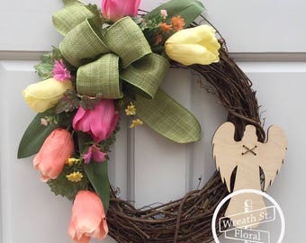 Memorial Wreath, Sympathy Wreath, Remembrance Wreath, Angel Wreath, Cemetary Wreath, Wreath Street Floral, Gravesite Flowers