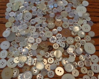 300 Vintage Assorted Buttons White Lot Off white Clear Other Light Tones Vintage Bulk Buttons Assorted Variety Pack