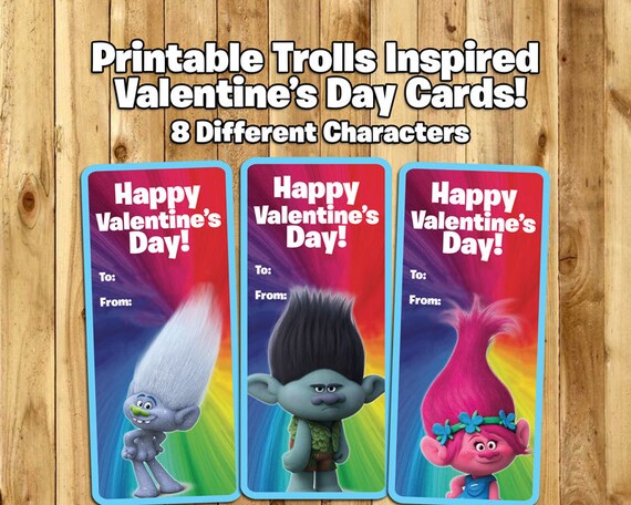 Trolls Inspired Printable Valentine's Day Cards by instbirthday