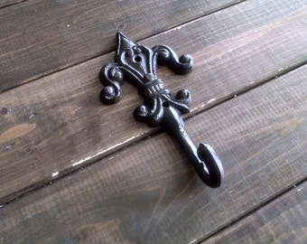 Fleur de Lis Hook | Flourish Hook | Cast Iron Hook | DIY Decor