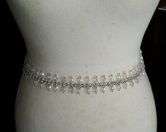 Wedding Dress Sash/ Wedding Dress Belt/Crystal Sparkle Sash/ Rhinestone Sash/Wedding Dress Tie Back Belt