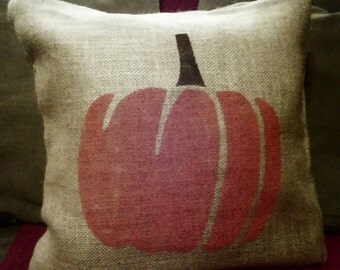 Burlap Pumpkin Pillow, Pumpkin Pillow, Fall pillow, Thanksgiving Pillow, Autumn, Primitive Country Decor, Country Pillow, Burlap Home Decor