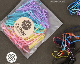 Multi color pack of small tiny little hair ties - ponytail elastic - rubber bands, Oragnic eco-friendly elastic