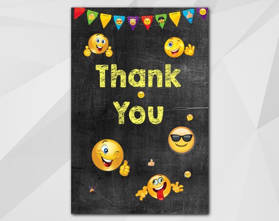 Emoji thank you card printable instant download 5x7 emoji
