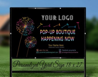 LLRoe Home Office Approved DIGITAL! Custom Yard Sign, Pop Up Boutique Banner- Dandelion