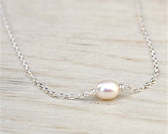 Pearl Necklace freshwater on silver chain
