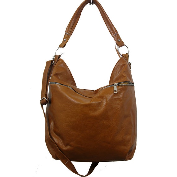 BROWN LEATHER HOBO Bag Crossbody Bag by BarbaraLeatherDesign