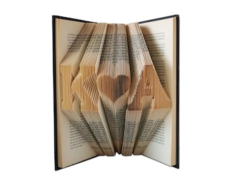 Folded Book Art, Paper anniversary gift for her, for him, Wedding gifts for couple, Anniversary gifts for parents, Wedding gifts for couple