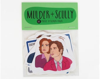 MULDER & SCULLY 12 pc sticker set, X files sticker set, X files sticker pack, X files stickers, Mulder it’s me, Scully it’s me, Xfiles gift