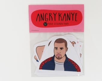 ANGRY KANYE 12 piece sticker set, Kanye West sticker pack, Kanye West sticker set, Kanye stickers, Yeezy, Yeezus, Kanye 2020, Mad Kanye, 350