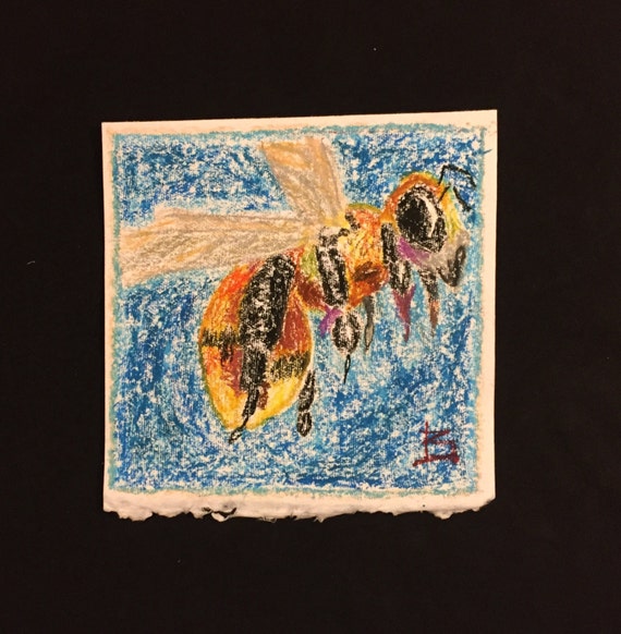 Honey bee pastel drawing original oil pastel pastel art