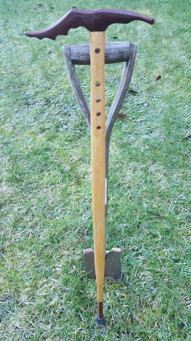Ice axe style walking stick made from hard woods