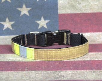 Firefighter Dog Collar with Metal Buckle and Real Turnout Material