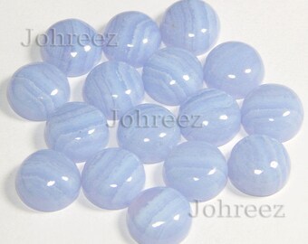 10 Pieces Lot Natural Blue Lace Agate Round Shape Gemstone Cabochon Flat Back Smooth Polished