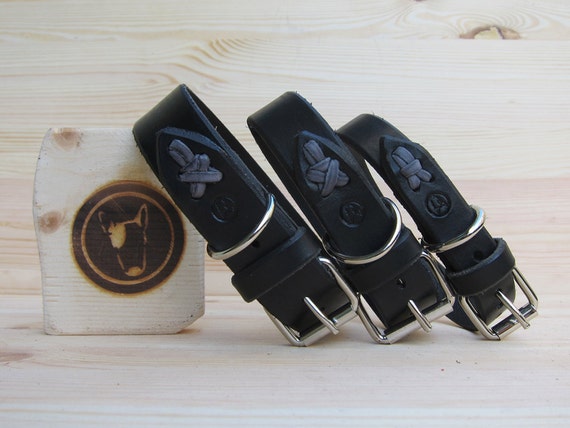 Black Leather Dog Collar - Made in Italy Dog Collar - Classic Collar - Colored Dog Collars - Leather Laces - Personalized Dog Collars