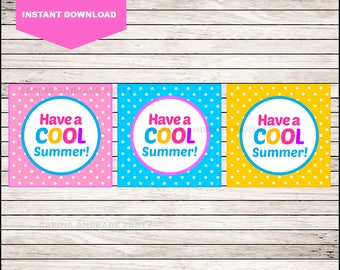 50% OFF Printable End of School Cards , Have a Cool Summer Funny Gift Tags , Printable Summer Gift Tag cards instant download
