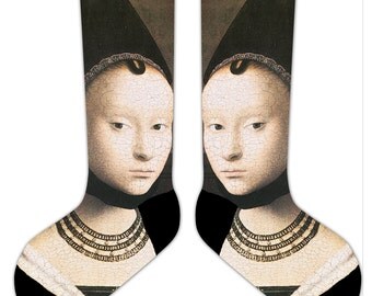 s18 - Coques JEUNE FEMME Portrait - Famous ART - 11' Crew or Ankle Socks