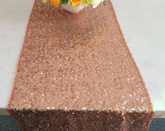 12" x 108" Glitter Rose Gold Table Runner/Sequin Table Runner/Wedding Table Runner/Rose Gold Wedding Bridal Party Decoration/Ship From USA