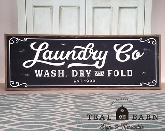 Laundry Co Wash Dry and Fold Sign -- Farmhouse Magnolia Fixer Upper Joanna