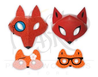 Fox masks set. Fox mask. Fox masquerade mask. Couple masquerade masks. Kids mask. Kids masquerade mask. Fox party favors. Fox costume mask.