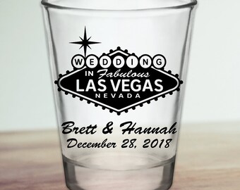 Custom Las Vegas Wedding Favor Shot Glasses