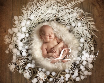 Digital backdrop background christmas wreath winter newborn baby vintage retro romantic / pic #32