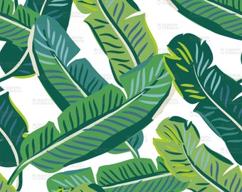 Banana palm leaves Fabric by OJardin