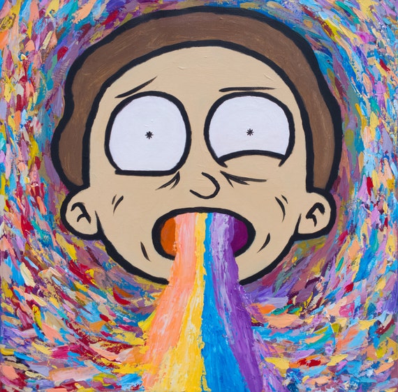 Goodbye Moonmen Morty Acrylic Painting Rick and Morty